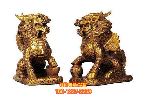 麒麟雕塑-商廈室內創意不銹鋼鎏金麒麟雕塑