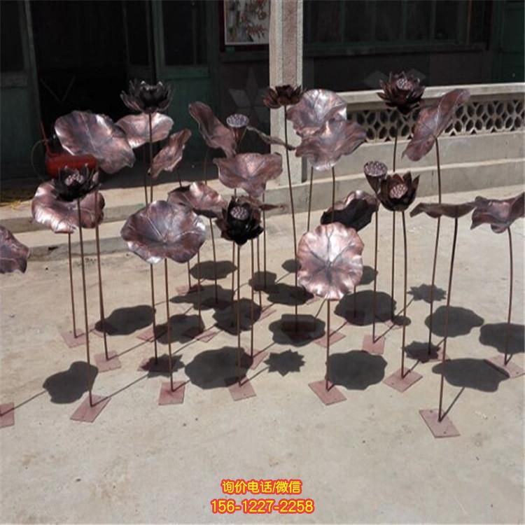 銅雕園林景觀擺件銅雕園林創意荷花荷葉擺件
