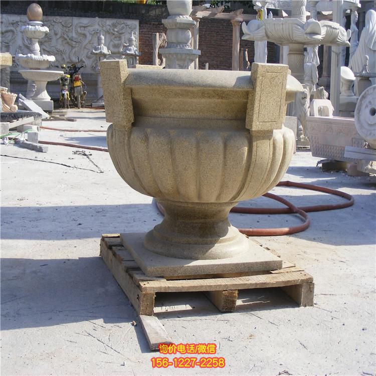 大理石石雕別墅小區大理石石雕花盆花缽