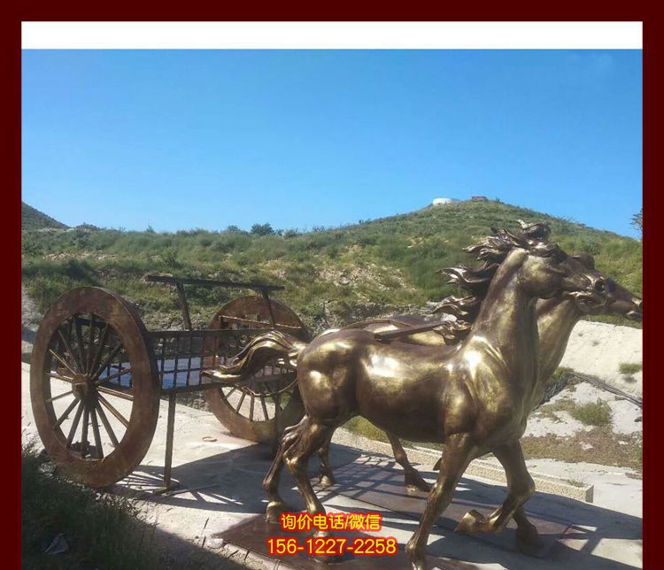 景區廣場擺放鑄造黃銅馬車雕塑 景區廣場擺放鑄造黃銅馬車雕塑