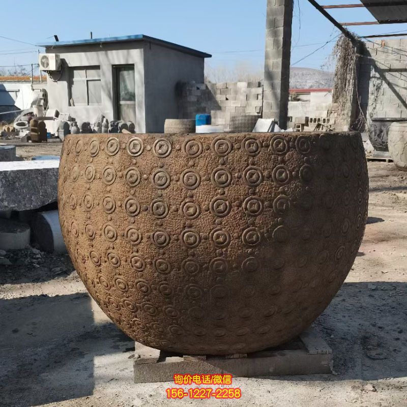 大理石石雕浮雕創意浮雕缸雕塑