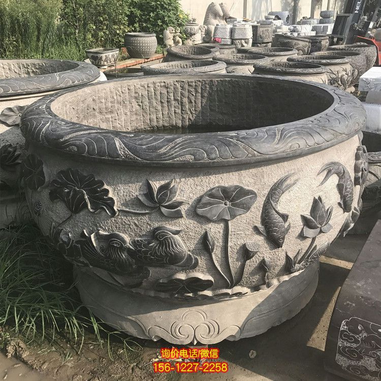 戶外青石浮雕創意浮雕園林景觀花盆雕塑 戶外青石浮雕創意浮雕園林景觀花盆雕塑