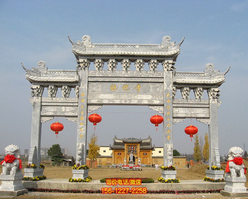 寺院景區新款青石牌坊山門石雕