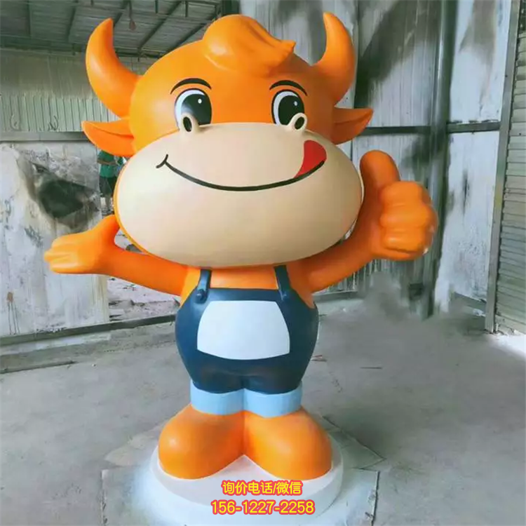 卡通牛犢子，玻璃鋼卡通動物系列美陳擺件