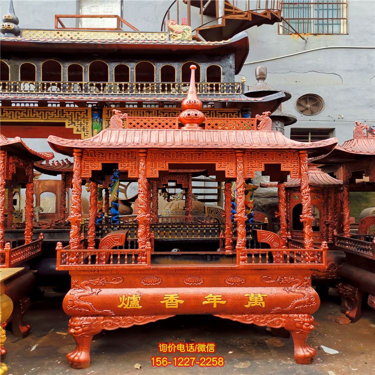 寺院鑄銅浮雕龍柱長(zhǎng)形香爐擺件 寺院鑄銅浮雕龍柱長(zhǎng)形香爐擺件