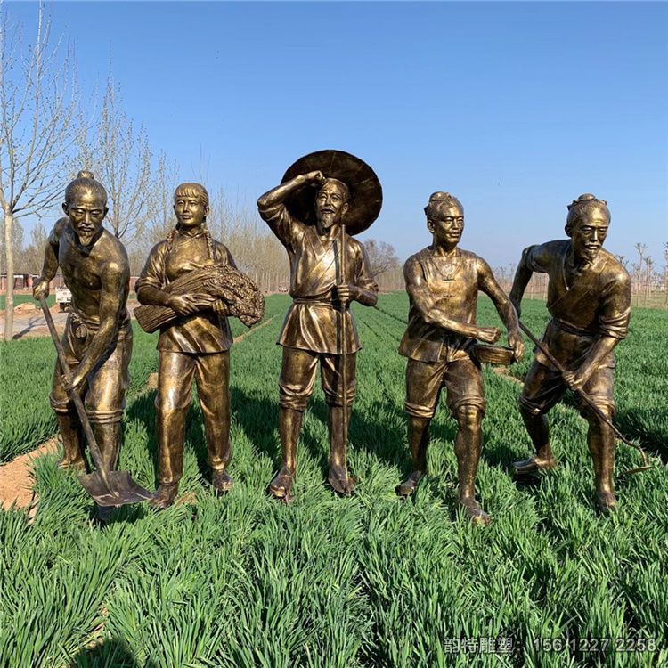 農耕主題雕塑，農民豐收雕塑，農民耕作雕塑