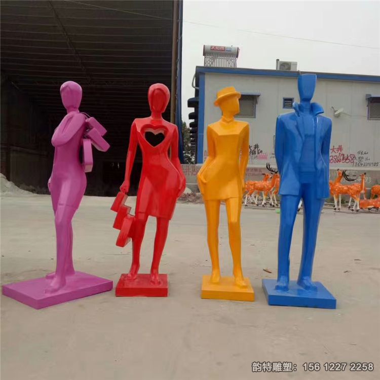 逛街購物人物雕塑，商業步行街人物雕塑加工廠