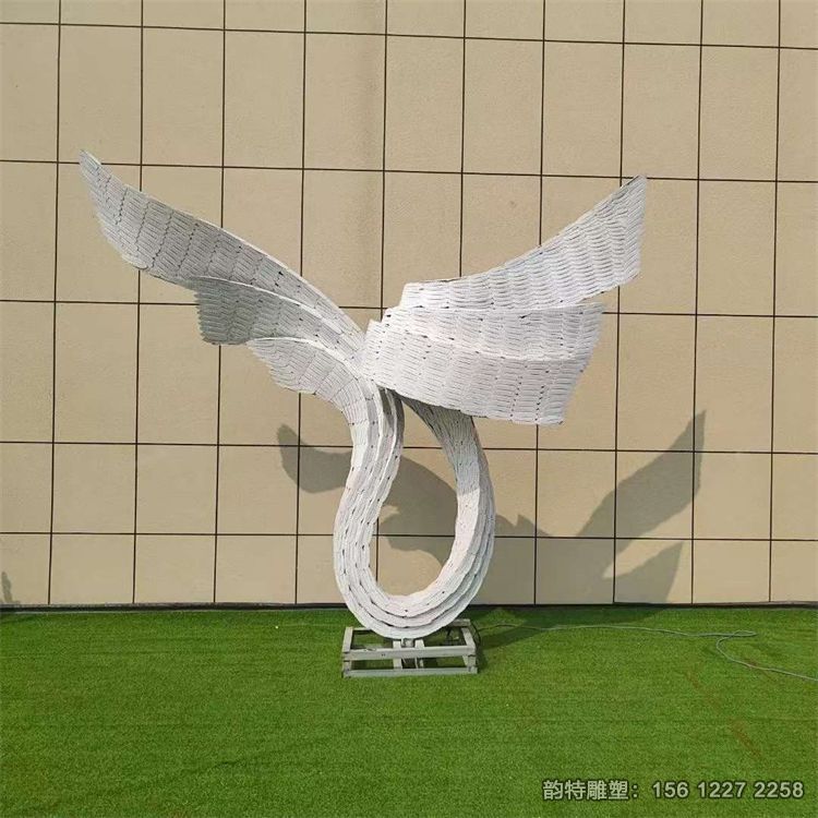 不銹鋼異形翅膀雕塑，不銹鋼鏡面抽象翅膀雕塑