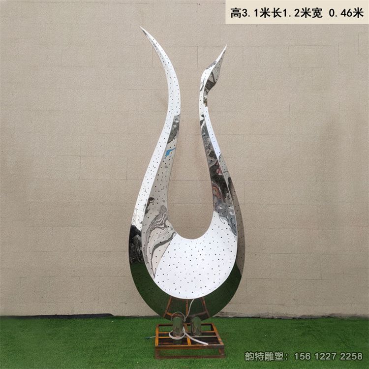 鏡面不銹鋼天鵝雕塑，抽象發光天鵝雕塑制作廠家