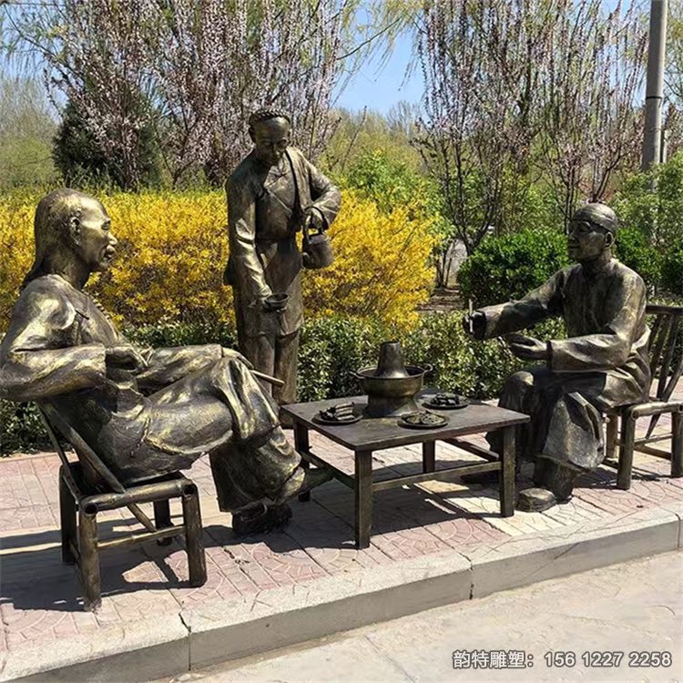 玻璃鋼吃火鍋人物雕塑，各種吃飯造型雕塑案例