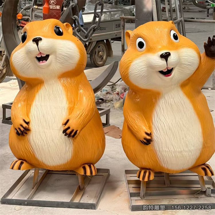 玻璃鋼土撥鼠雕塑 卡通土撥鼠造型