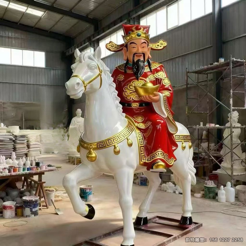 馬上發(fā)財?shù)袼?2026新年吉祥物馬與財神爺造型